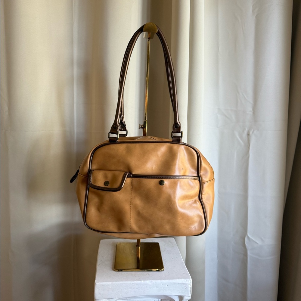 Vintage Brown Faux Leather Shoulder Bag